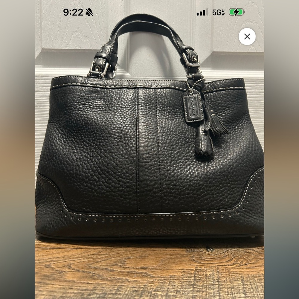 Coach Hampton Carryall 5055 Black Leather Handbag